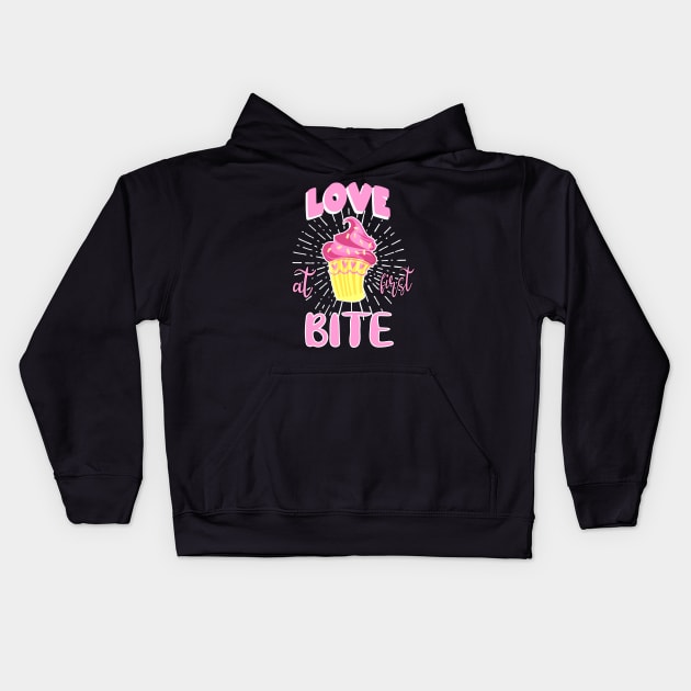 Love at first bite Cupcake Kids Hoodie by Foxxy Merch